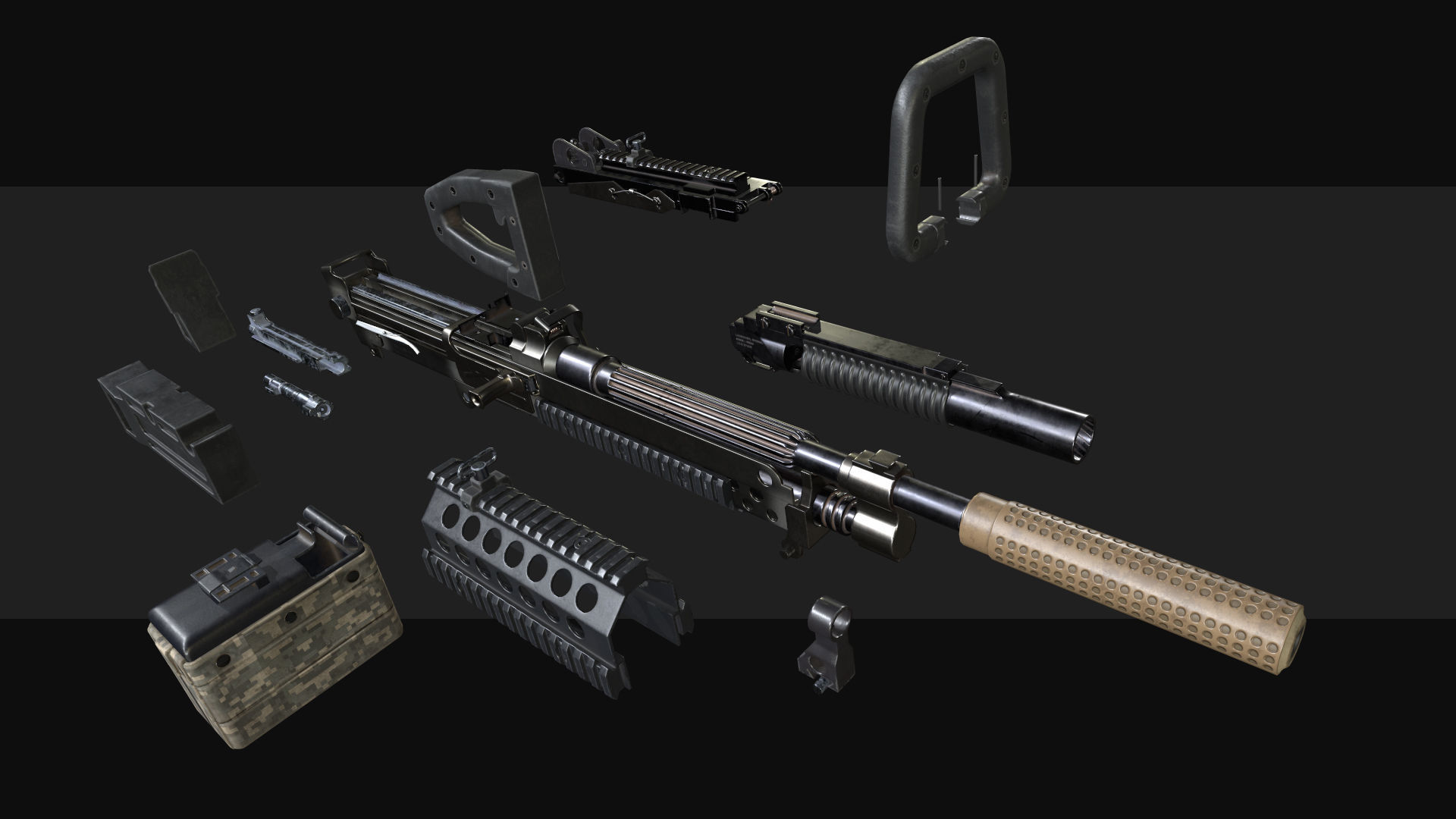 M249 Chainsaw Low-poly 3D model_3