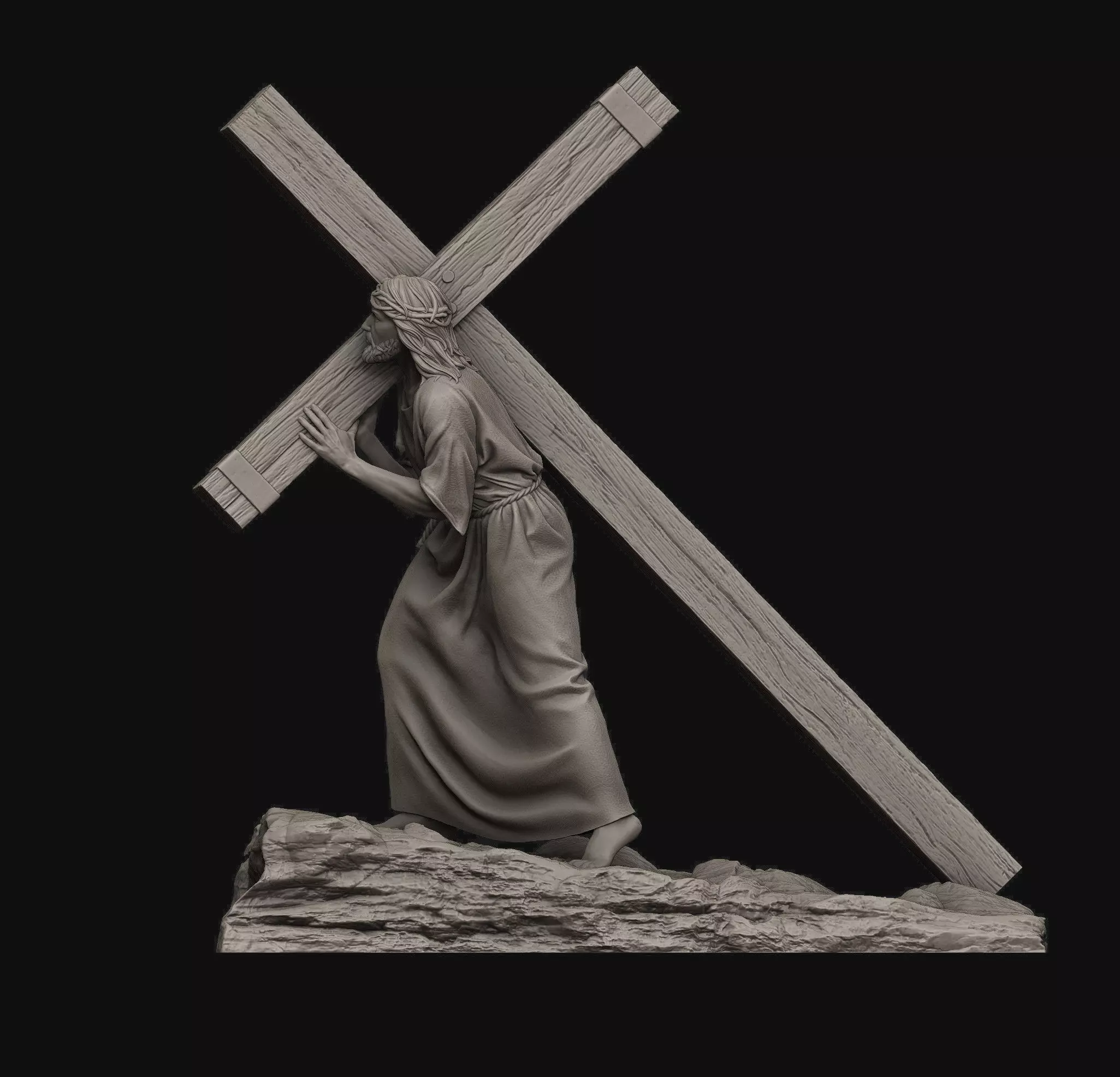 Jesus Carrying The Cross 3D print model_0
