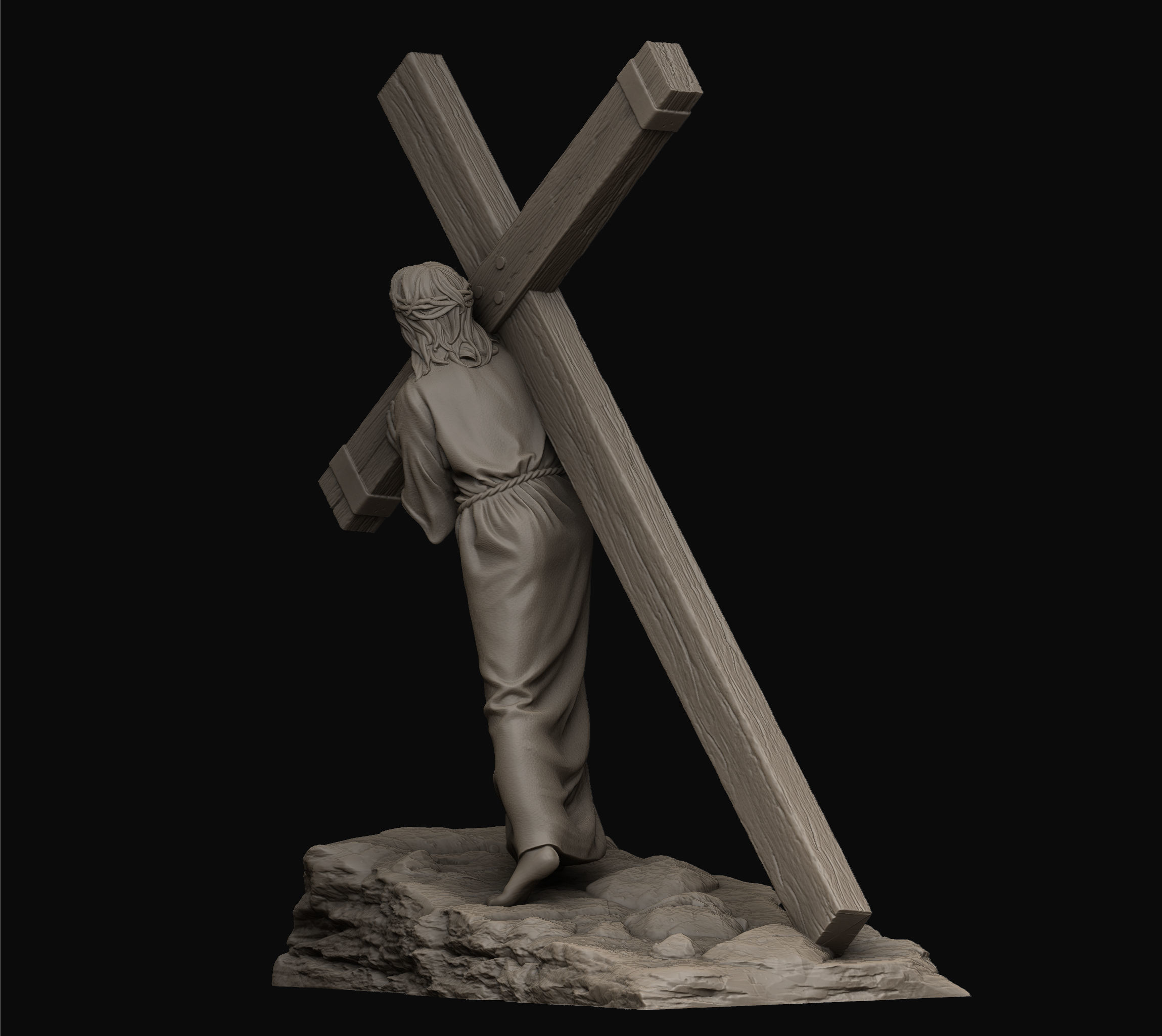 Jesus Carrying The Cross 3D print model_4