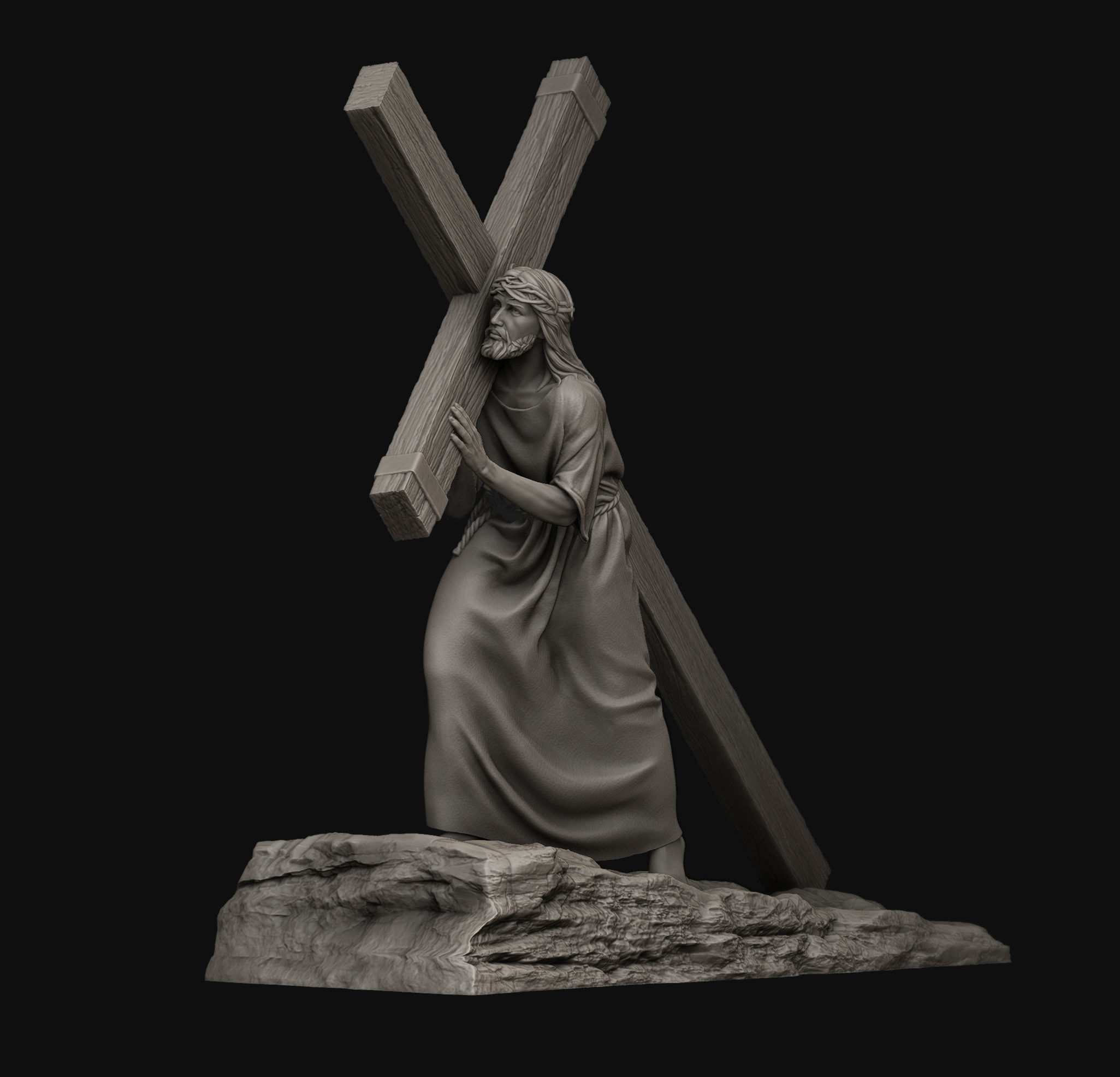Jesus Carrying The Cross 3D print model_3