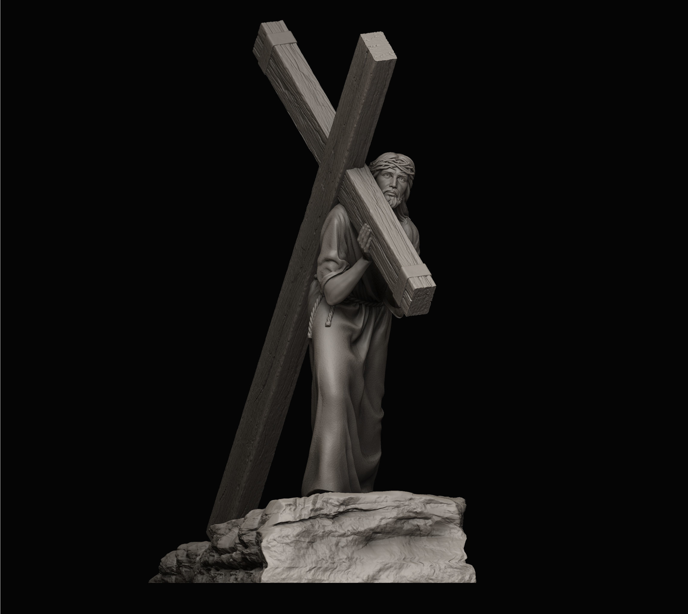 Jesus Carrying The Cross 3D print model_1