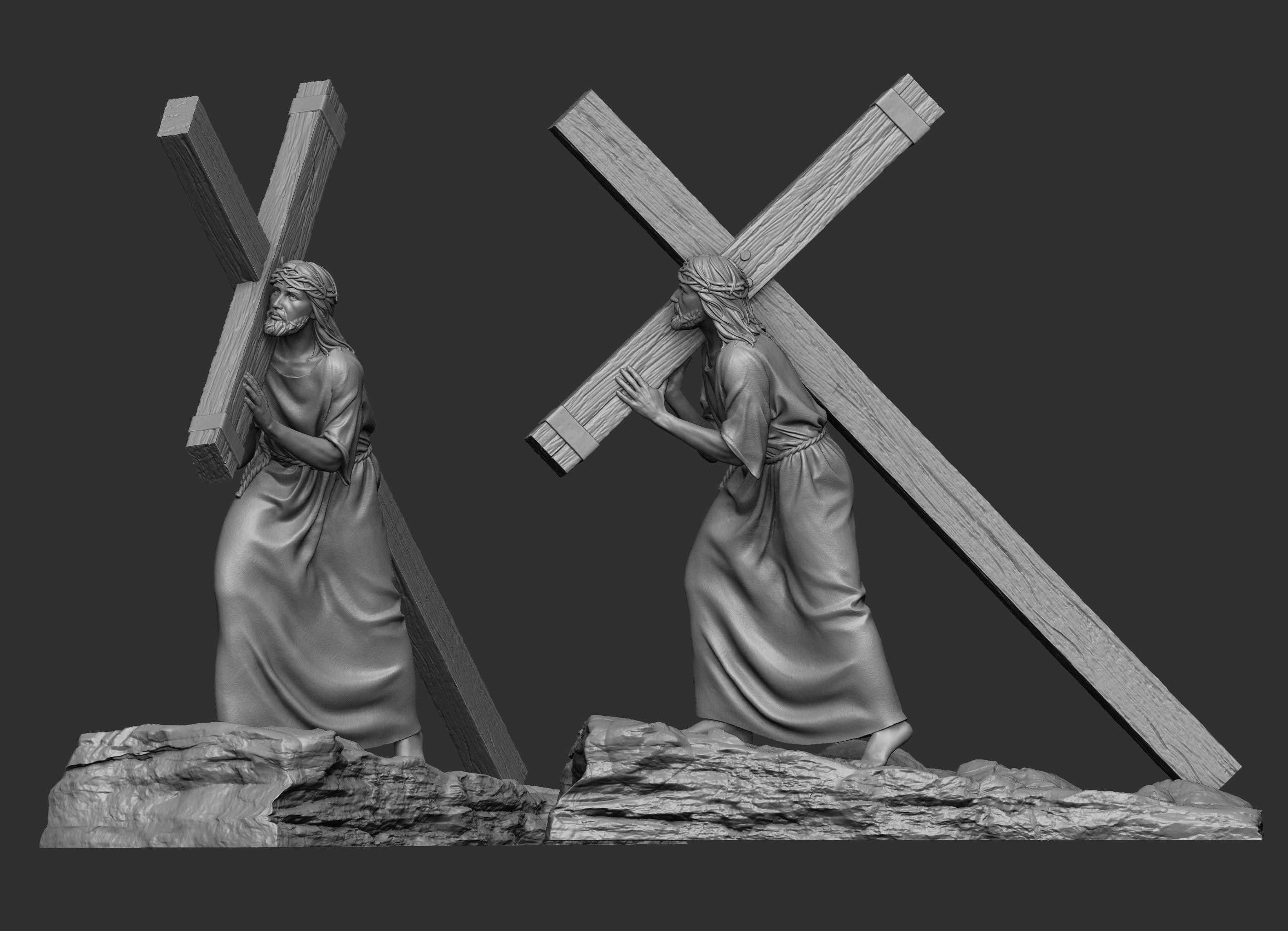 Jesus Carrying The Cross 3D print model_9