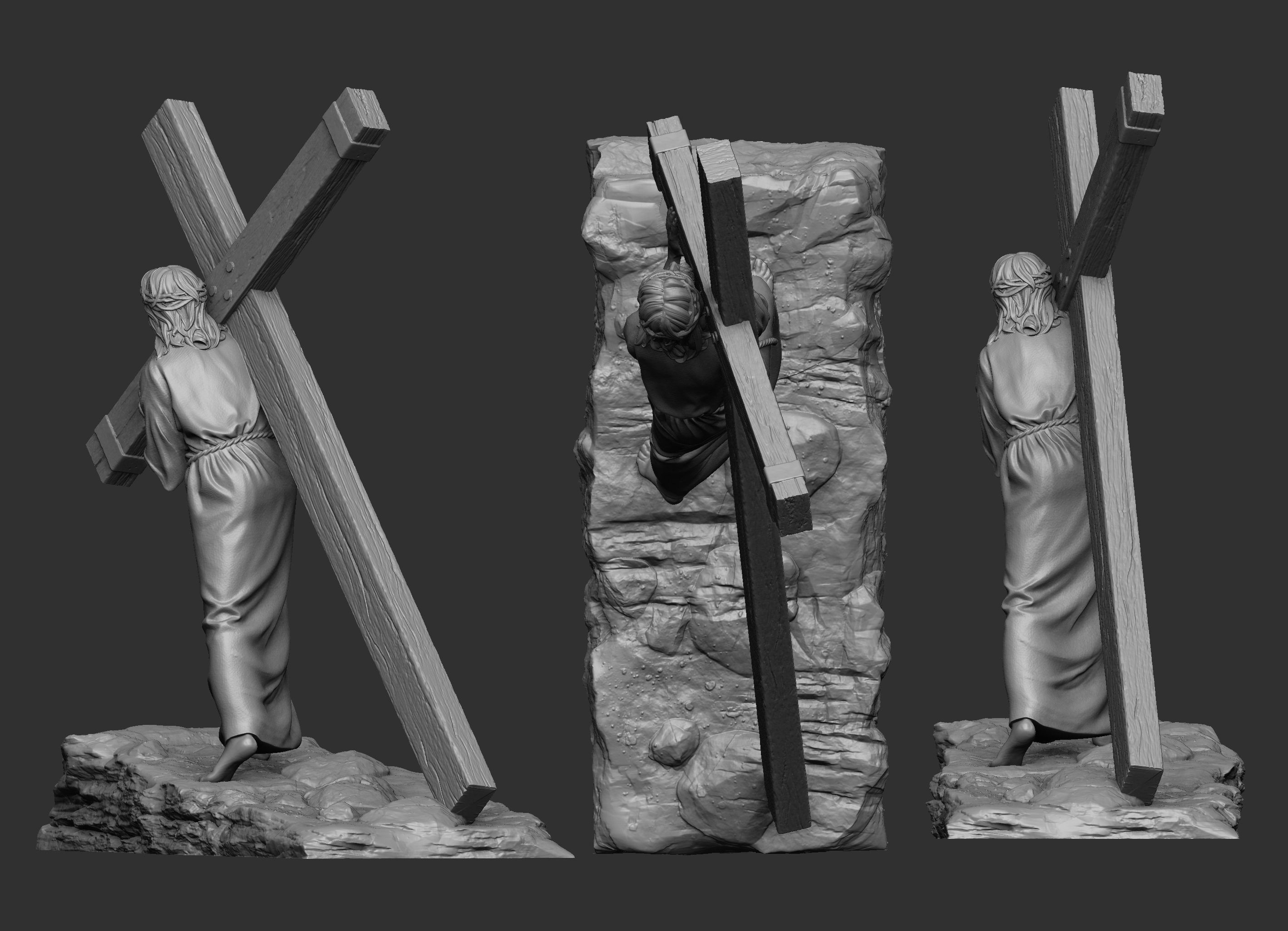 Jesus Carrying The Cross 3D print model_7