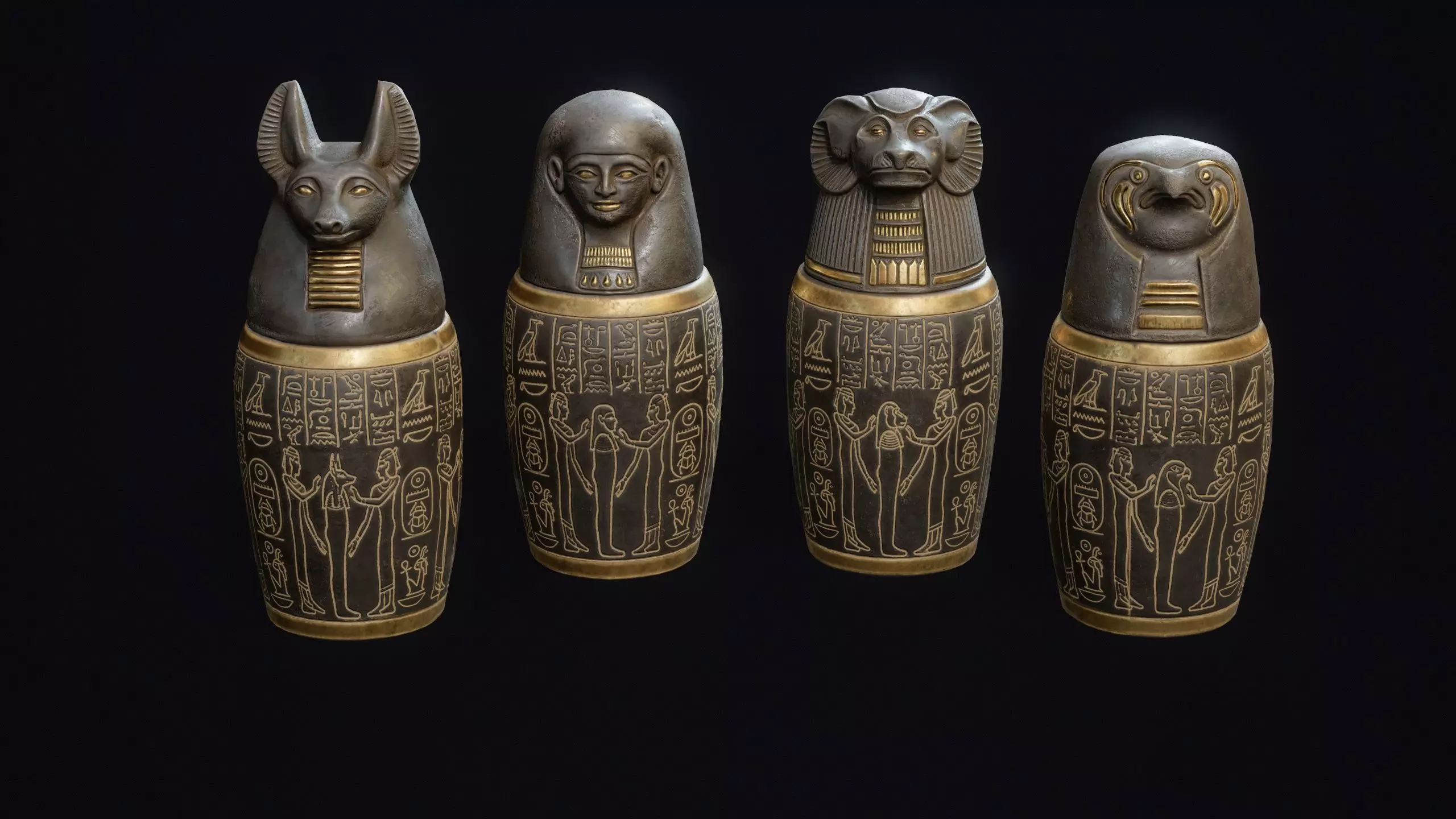 Egyptian Canopic Jar Low-poly 3D model