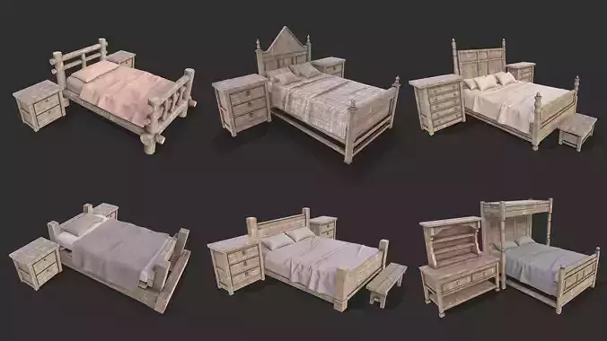 Medieval Environment Props 1 Bedroom Furniture Pack