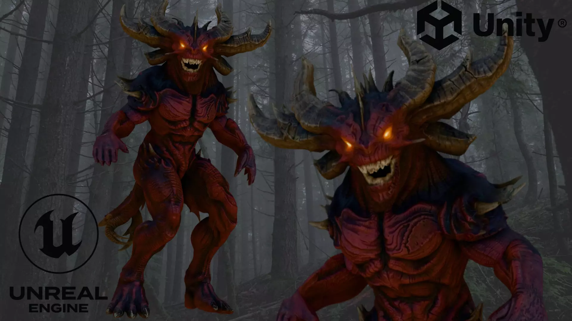 Horned Demon Creature Low-poly 3D model