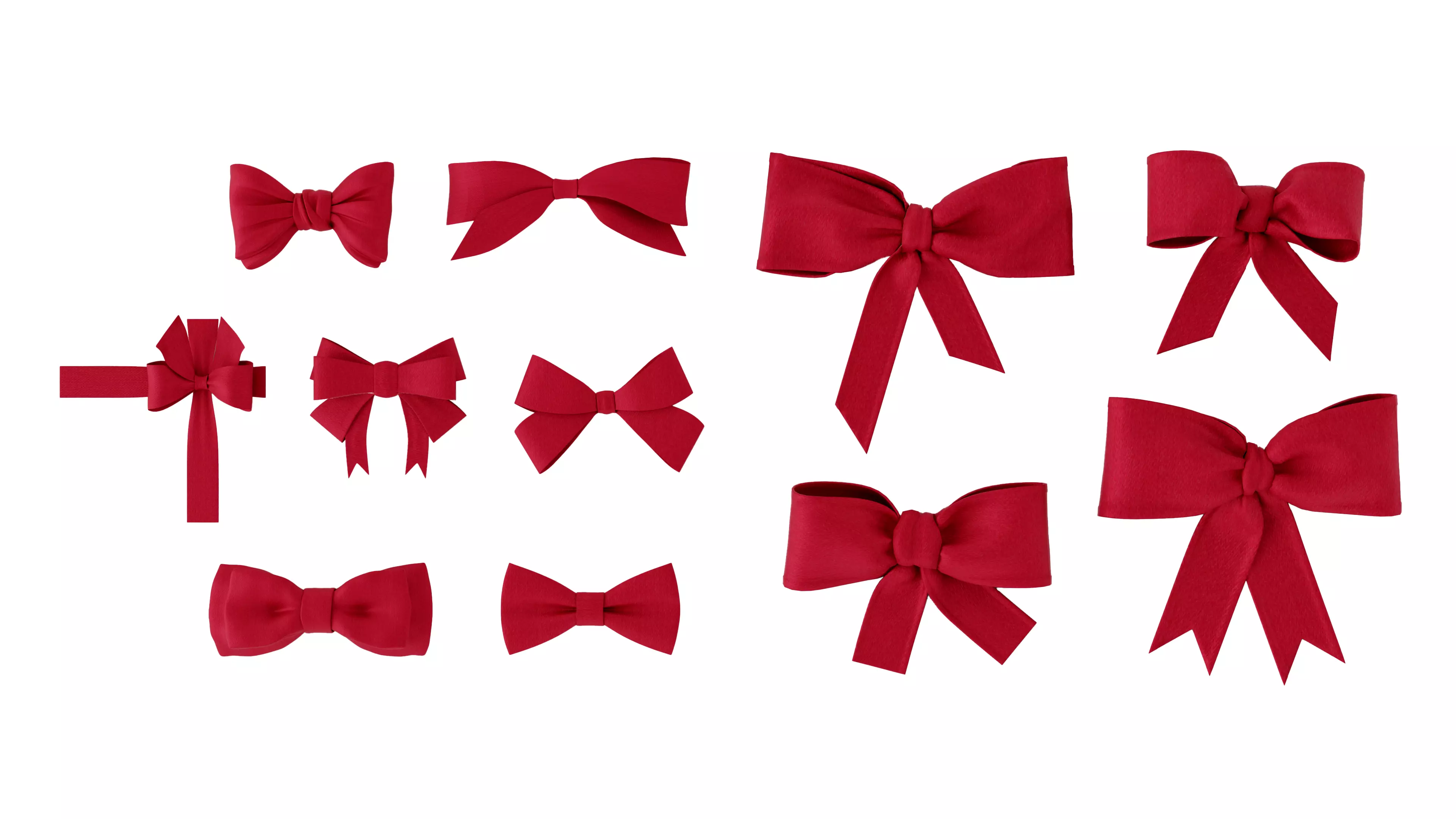 Red Ribbon Bows Collection - Gift Decoration Bow Set Low-poly 3D model
