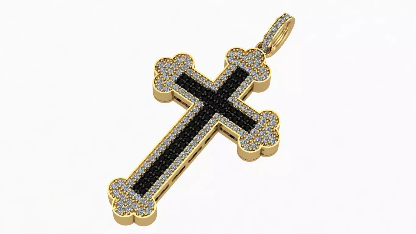 Diamond cross pendant 3D print model