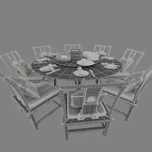 Chinese Dim Sum Table Set  3D model 3