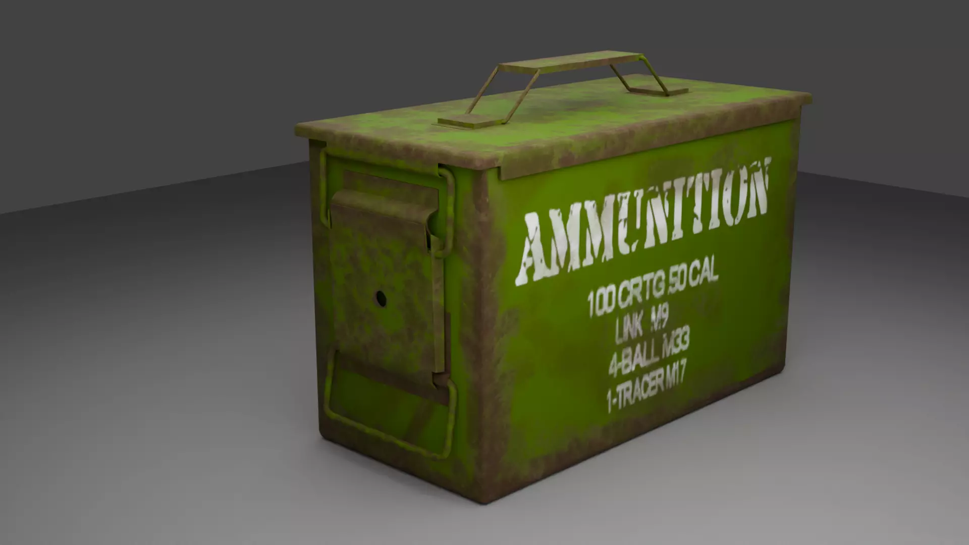 Military Ammunition Realistic Rusty Metal Ammo Box Game Asset Low-poly 3D model