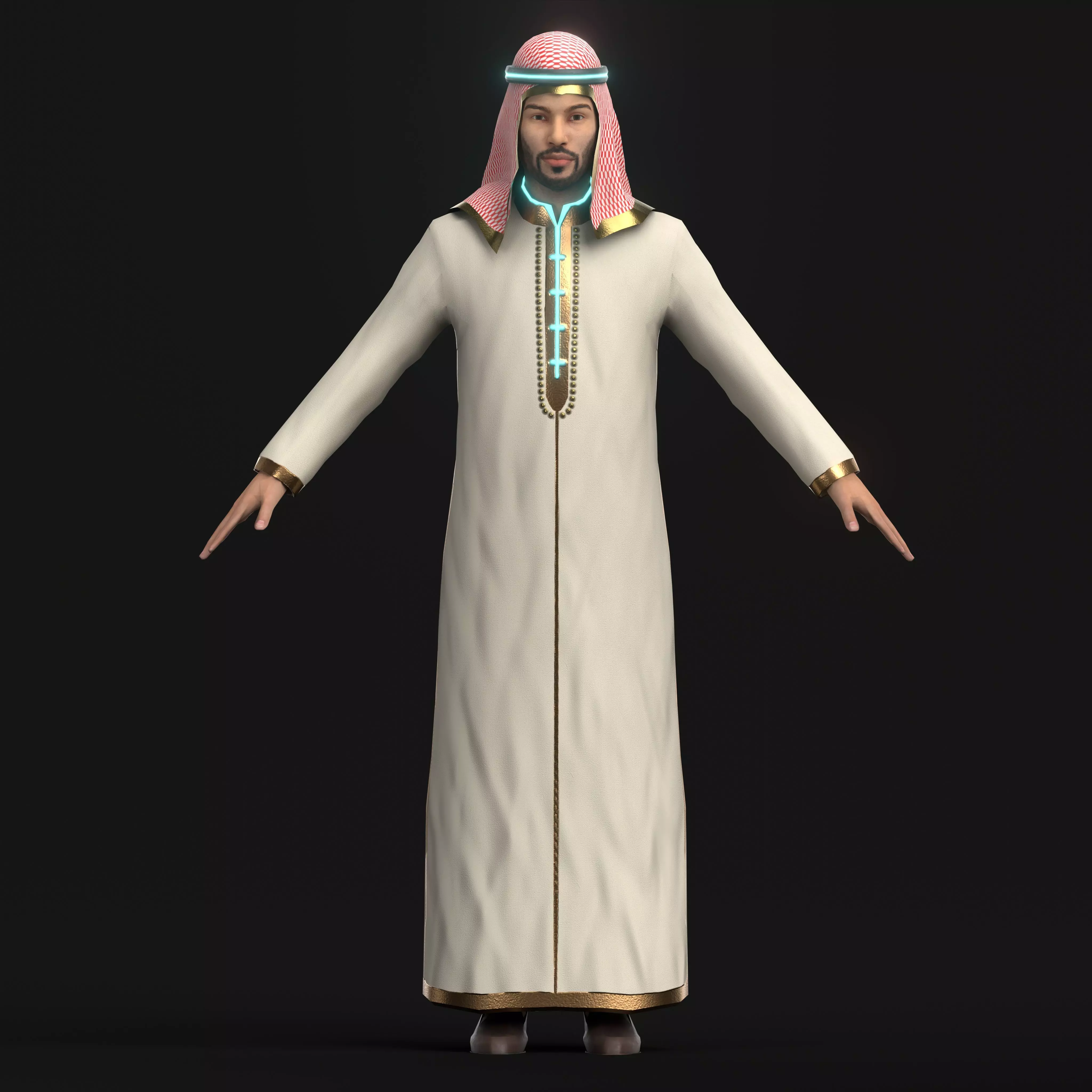 Arab Male Character Low Poly Rigged with 2 Outfit Variations Low-poly 3D model