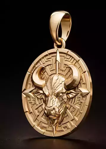 Bull Head Pendant 3D Model Zodiac Medallion STL