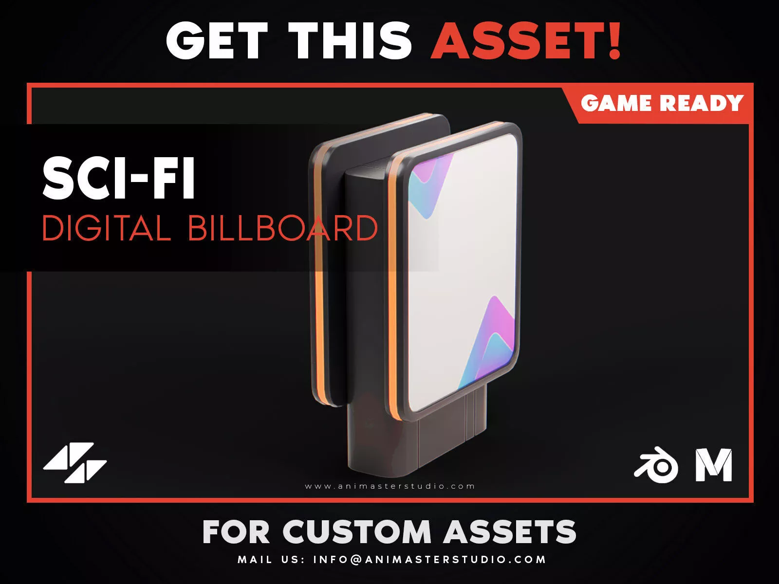 Sci-Fi Digital Billboard Low-poly 3D model