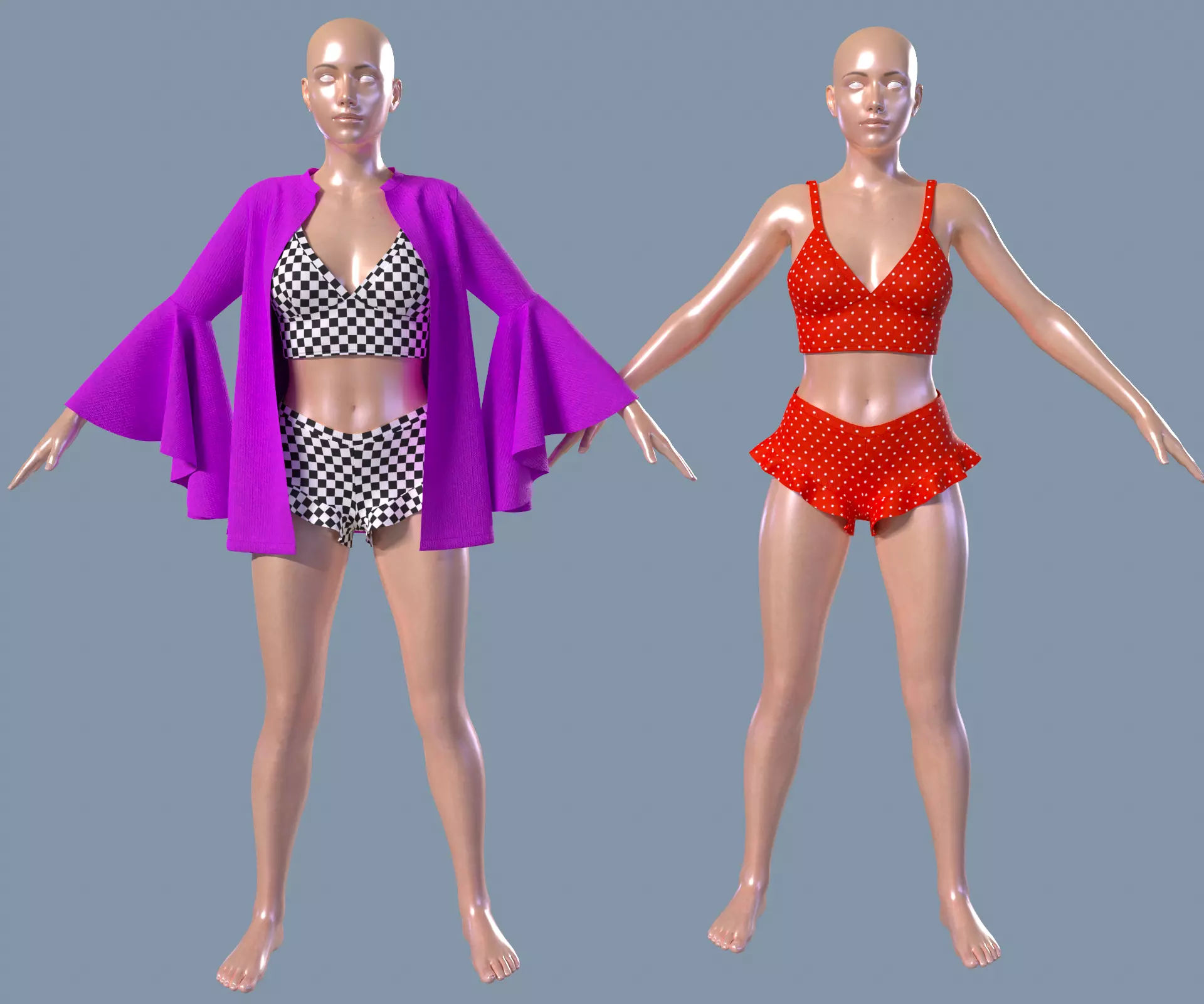 Bra shorts and a bathrobe 3D model