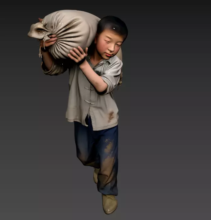 59- Chinese Style Scene - A Rural Boy Covered in Mud 3D model