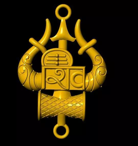 shiv trishul pendant 3dm file 3D print model