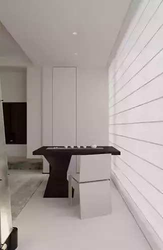 Living and dining room 3D model 5