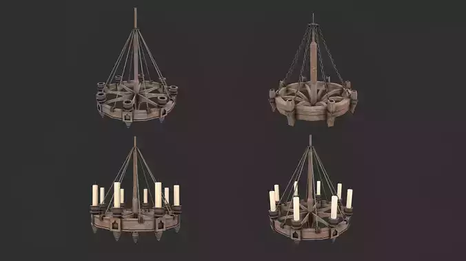 Medieval Environment Props 3 Chandeliers Pack