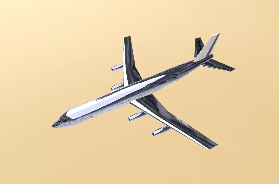 Fictional Quad Engine 1950s Jetliner DC-8-10 Stretched Inspired 3D model