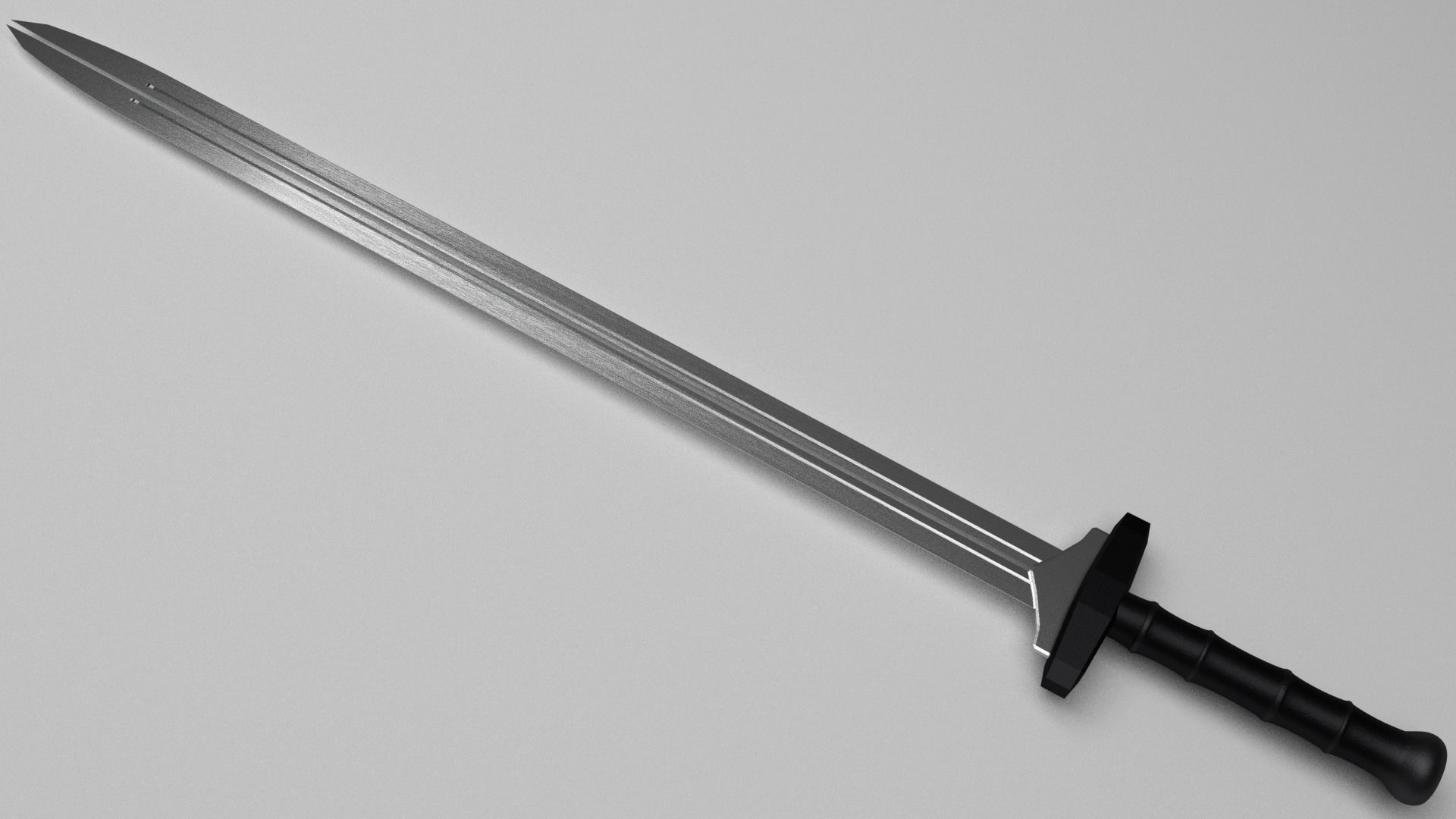 Split-Bladed Sword Low-poly 3D model_2
