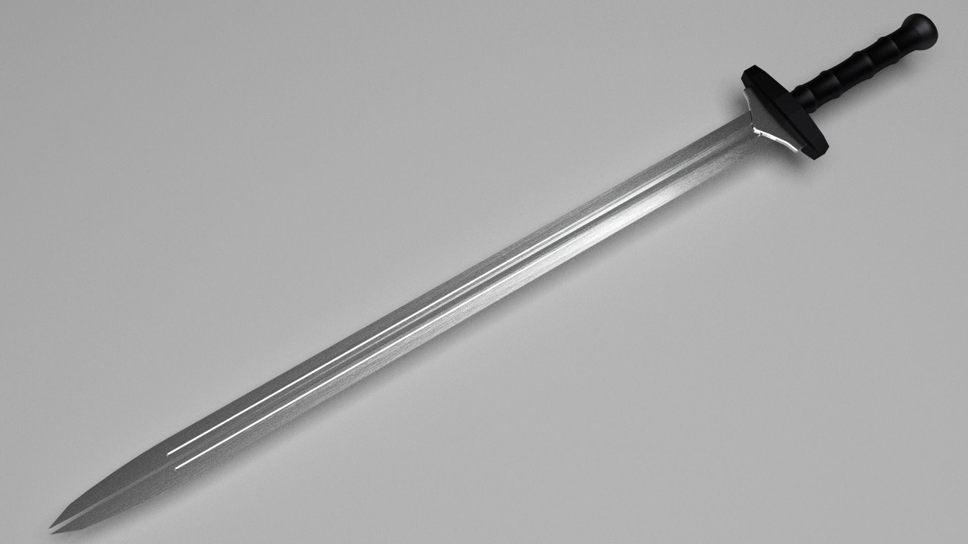 Split-Bladed Sword Low-poly 3D model_1