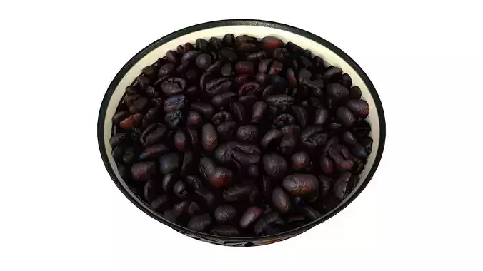 Coffee Beans in a colourful Bowl Low-poly 3D model 4