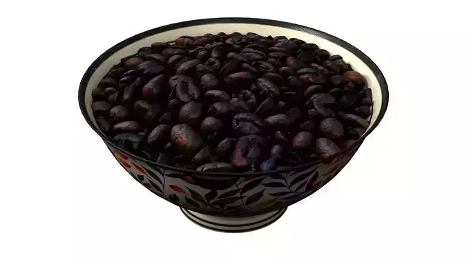 Coffee Beans in a colourful Bowl Low-poly 3D model 2