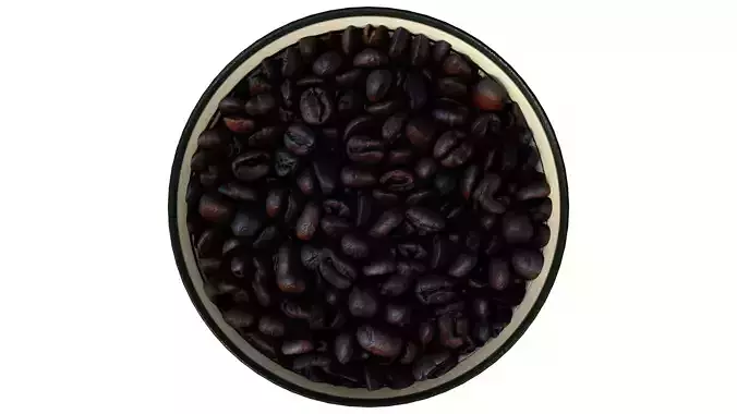 Coffee Beans in a colourful Bowl Low-poly 3D model 5
