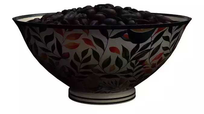 Coffee Beans in a colourful Bowl Low-poly 3D model 7
