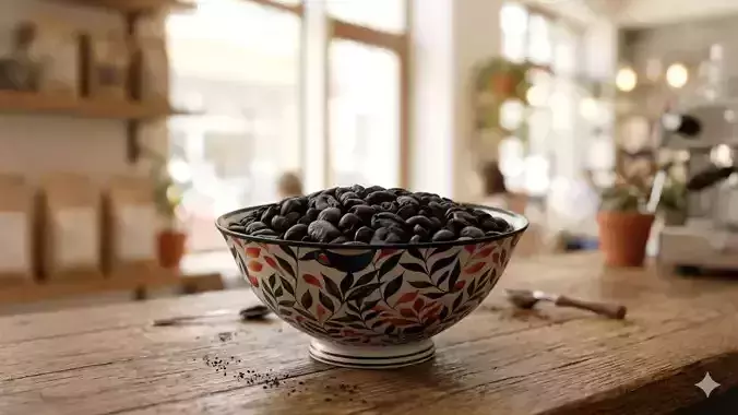 Coffee Beans in a colourful Bowl Low-poly 3D model