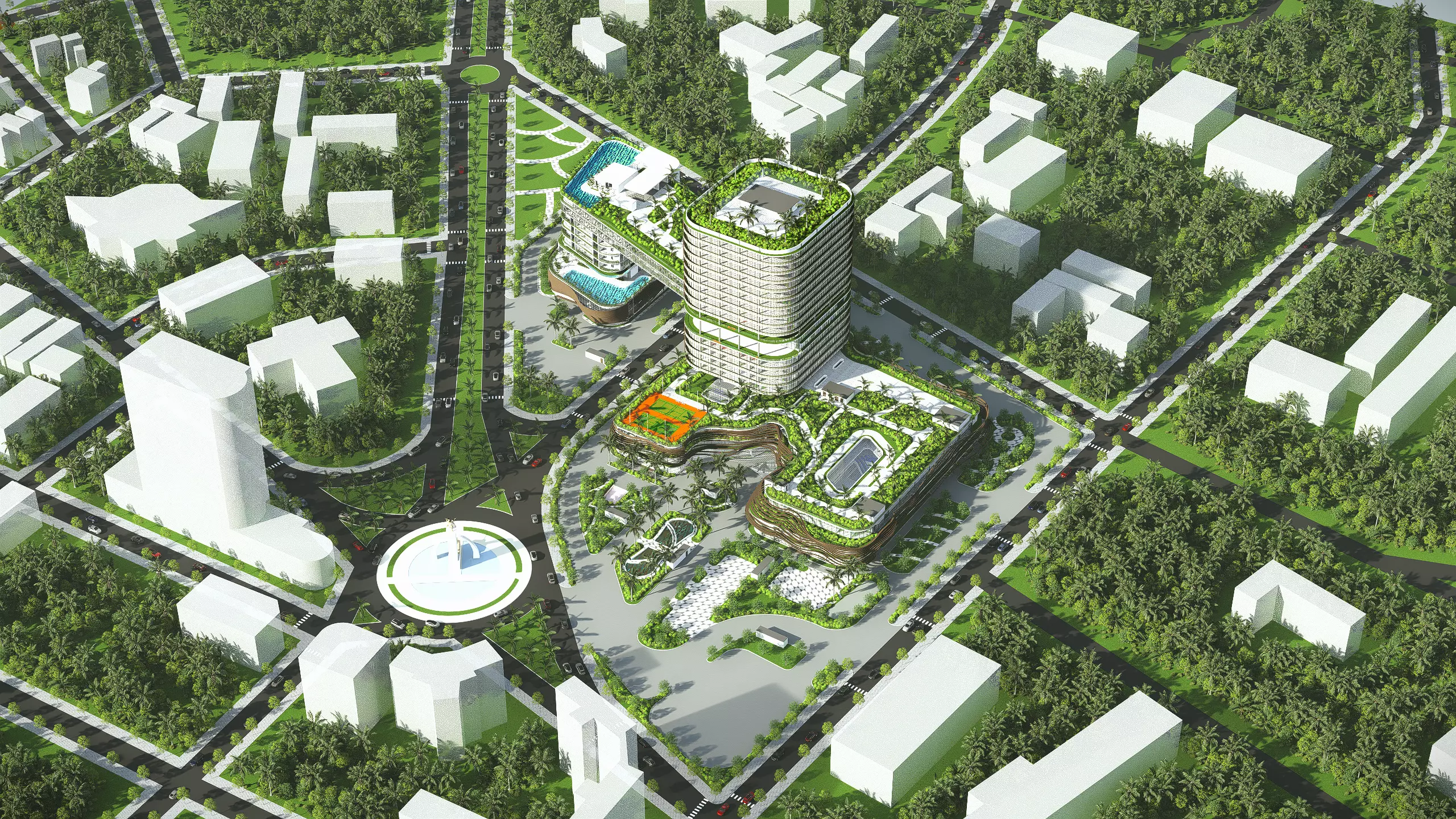 Office building combined with commercial center and hotel 3D model