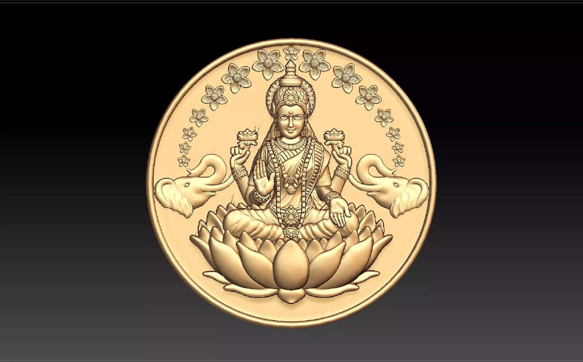 GAJA LAKSHMI ELEPHNAT COIN 3D print model