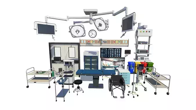 3D model Hospital Ward Bed and Props VR / AR / low-poly | CGTrader