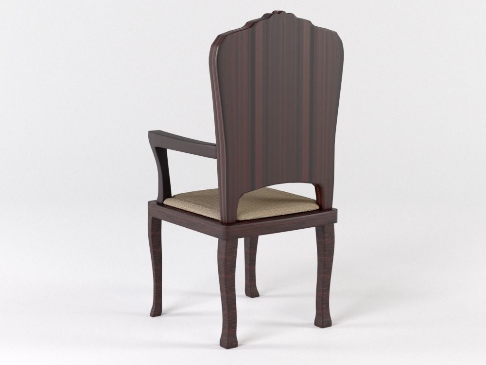 Wooden chair with upholstery 3D model_2