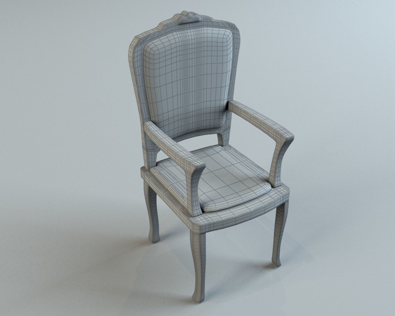 Wooden chair with upholstery 3D model_6
