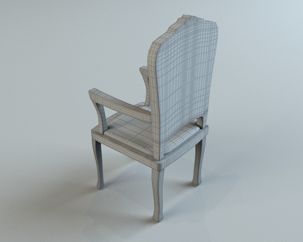Wooden chair with upholstery 3D model_5