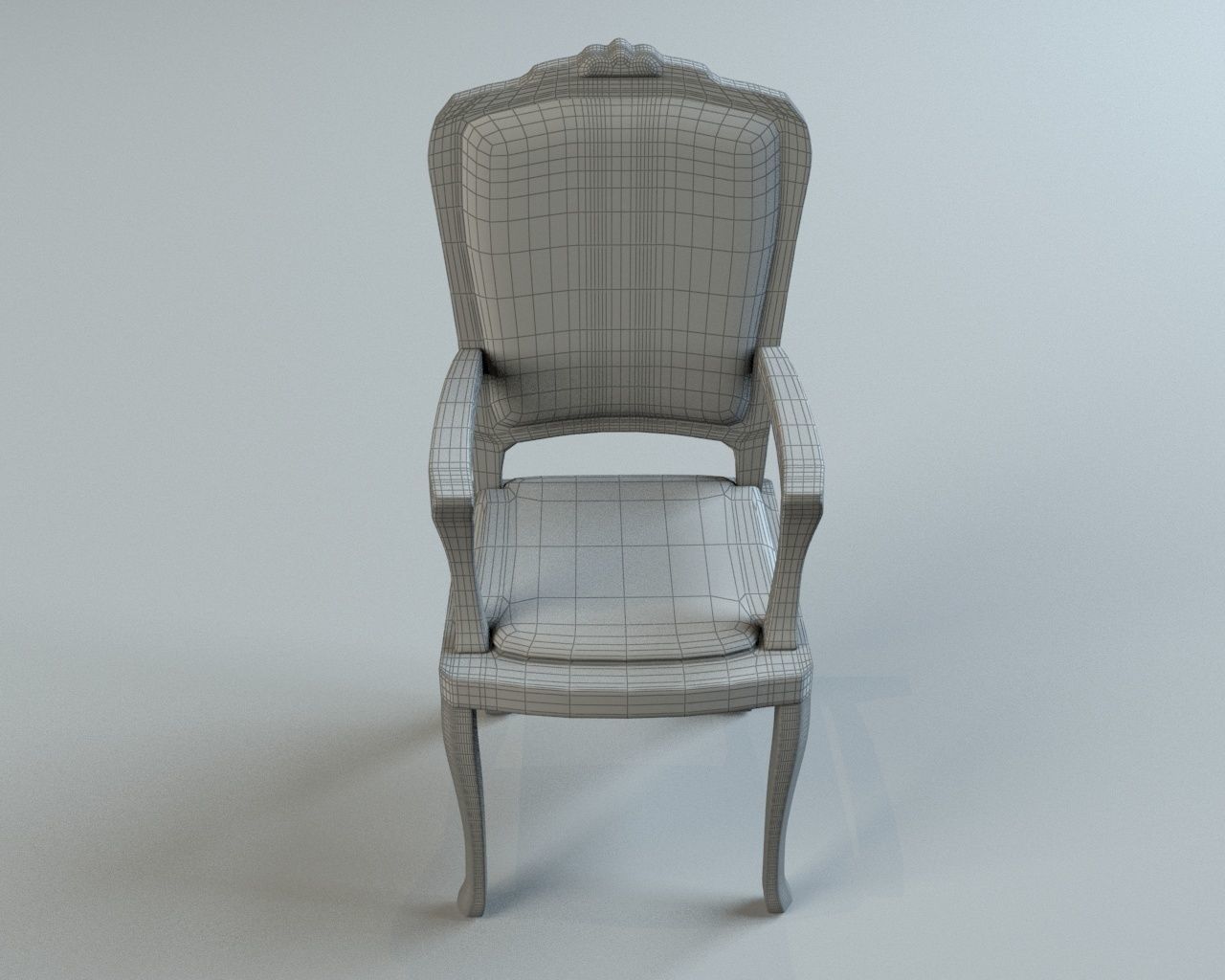 Wooden chair with upholstery 3D model_4