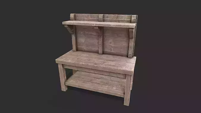 Medieval Environment Props 6 Kitchen Furniture Pack 1 Low-poly 3D model 6