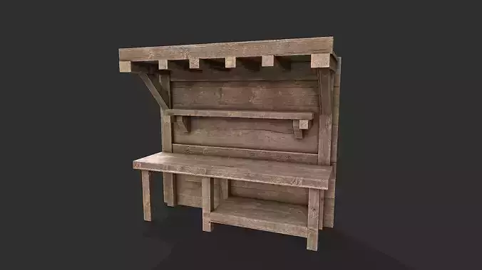 Medieval Environment Props 6 Kitchen Furniture Pack 1 Low-poly 3D model 5