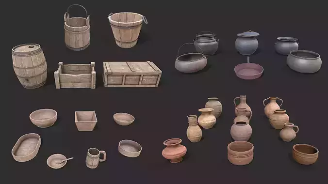 Medieval Environment Props 7 Kitchen Props Pack 2