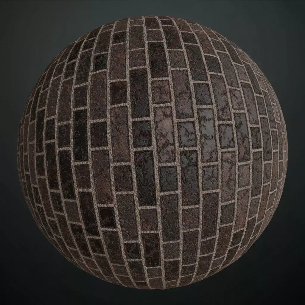 Realistic Black Cracks Brick Wall PBR Seamless Texture