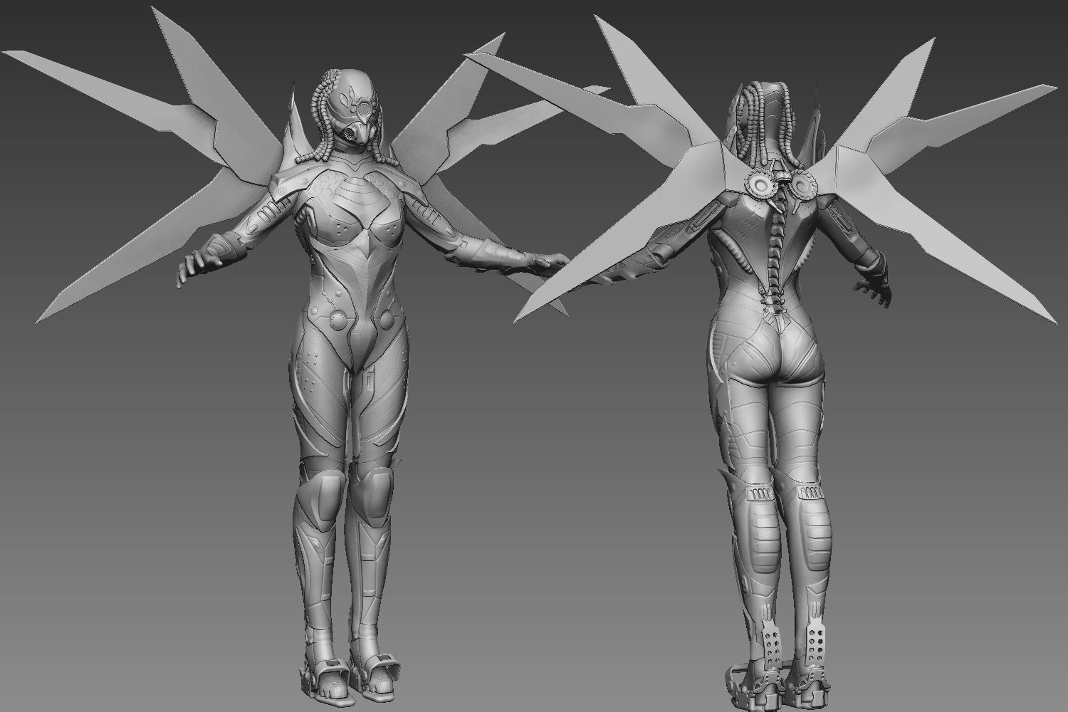 Robotic Female Character 3D model_10