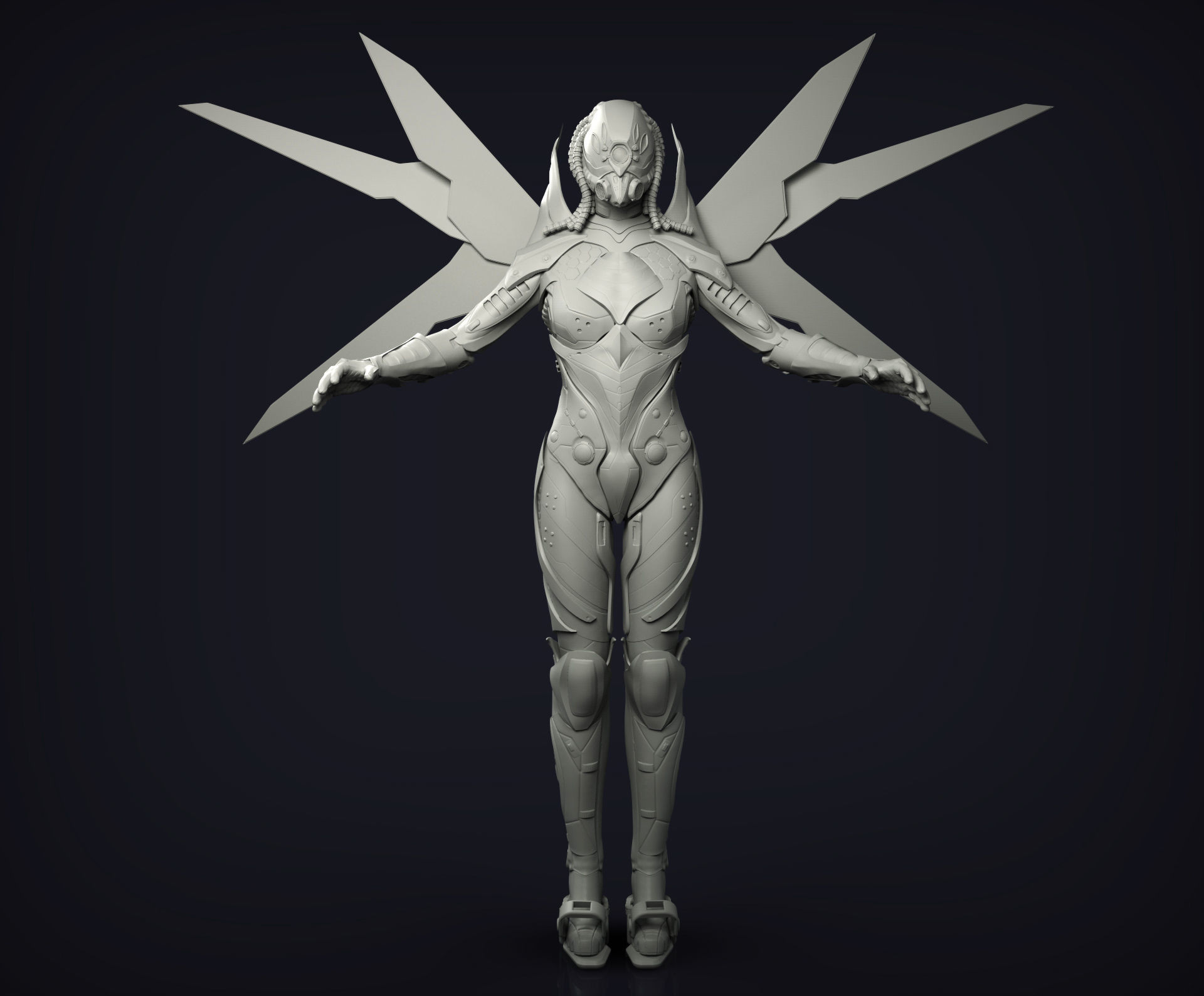 Robotic Female Character 3D model_3