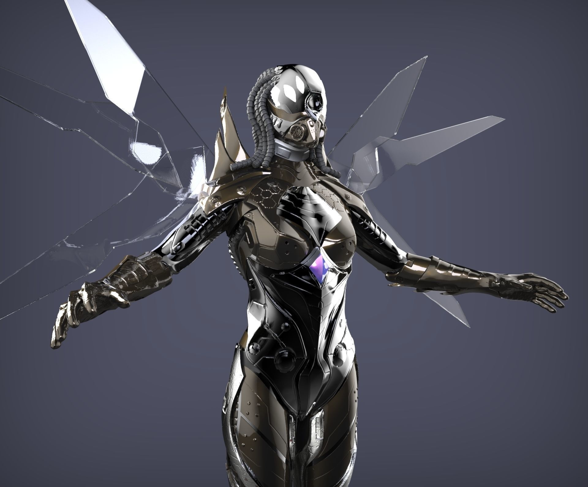 Robotic Female Character 3D model_2
