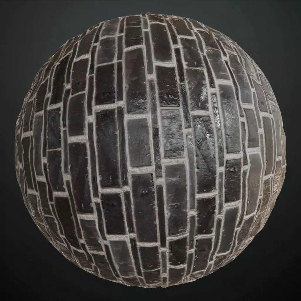 Realistic Black Shining Tile PBR Seamless Texture