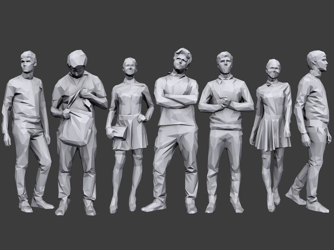 Lowpoly People Casual Pack Low-poly 3D model