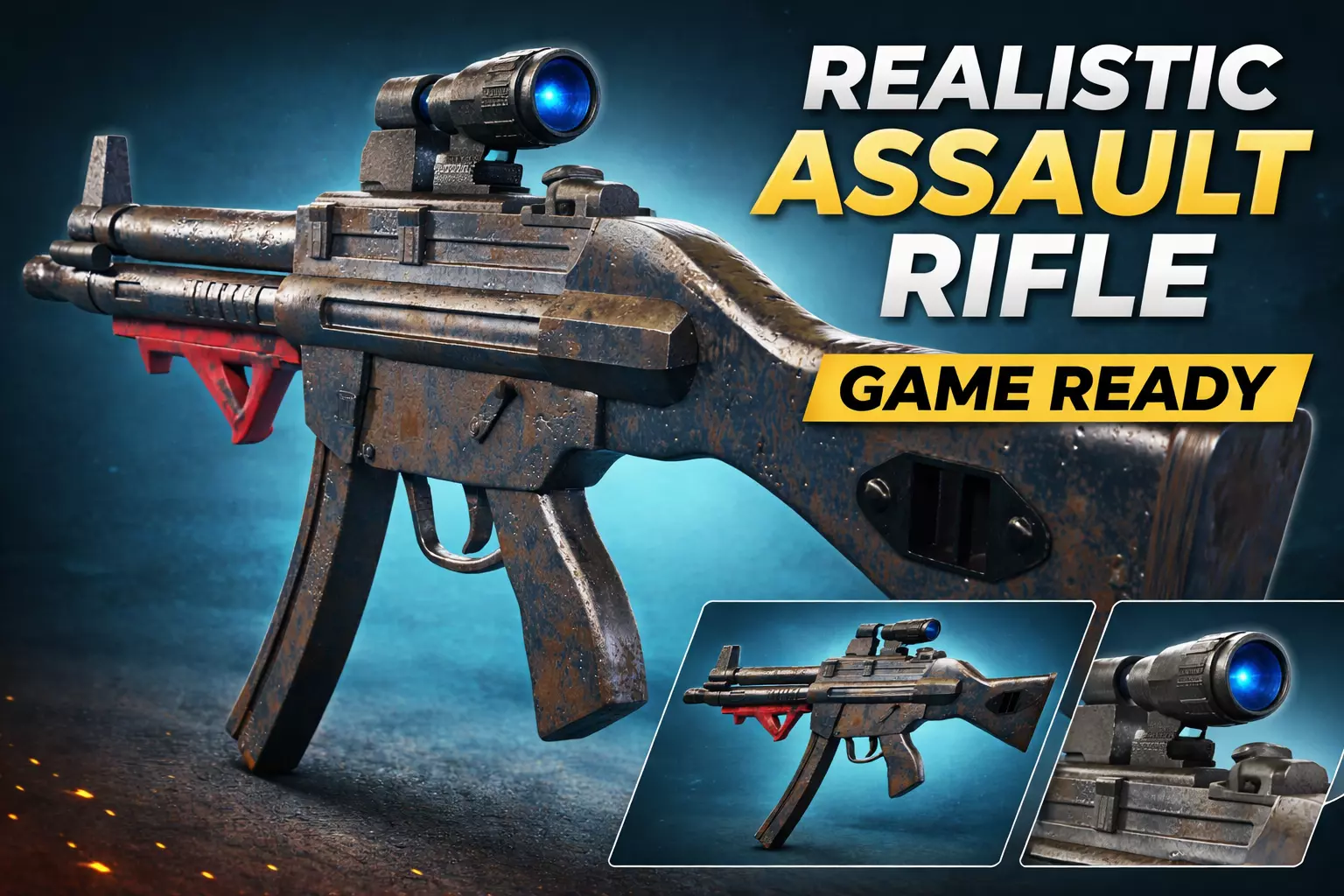 Realistic Assault Rifle Low-poly 3D model