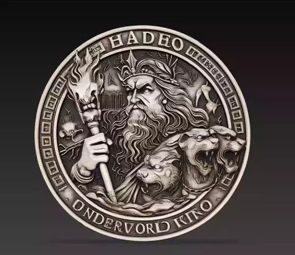 Hades Underworld God Relief Coin 3D Model STL