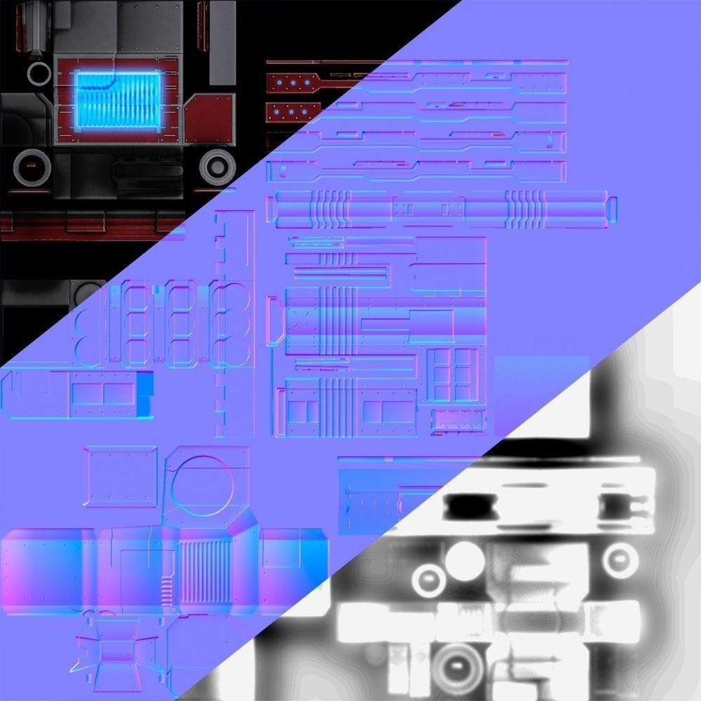 Blaster cannon 01 sci-fi low poly Low-poly 3D model_6