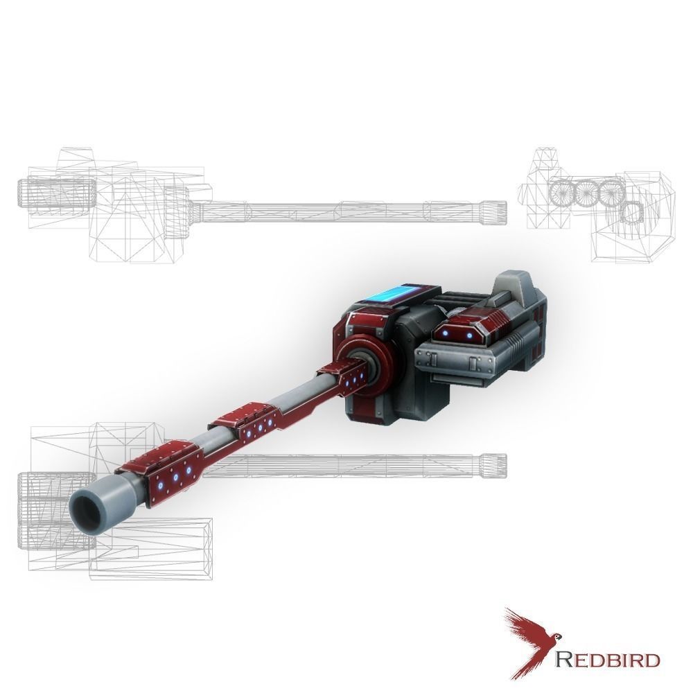 Blaster cannon 01 sci-fi low poly Low-poly 3D model_0